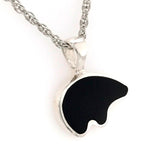 Large Sterling Silver California Black Bear Pendant with Black Onyx In